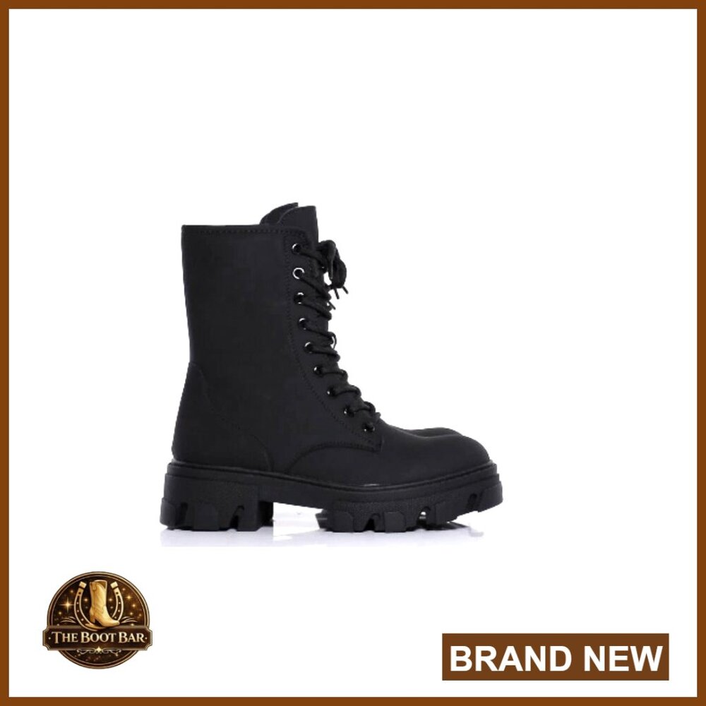 Chunky Heel Combat Boots Platform Ankle Booties Lace Up Streetwear - Picture 7 of 7